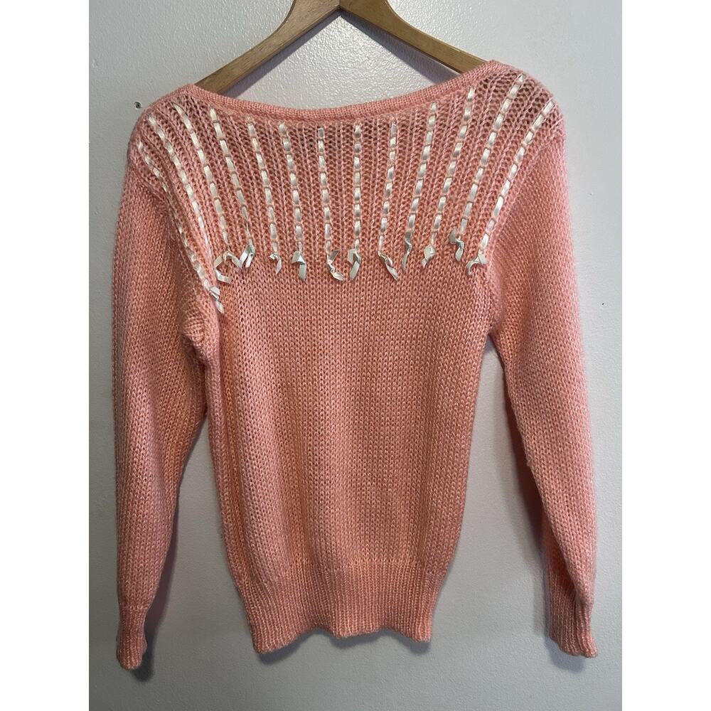 VTG Fashion Spirit Sweater Women's Medium Peach Long Sleeve Cottage Core 80s